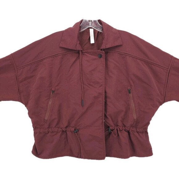 ATHLETA Acadia Jacket Cognac Brown Red Relaxed Fit Drawcords SMALL - Picture 2 of 13